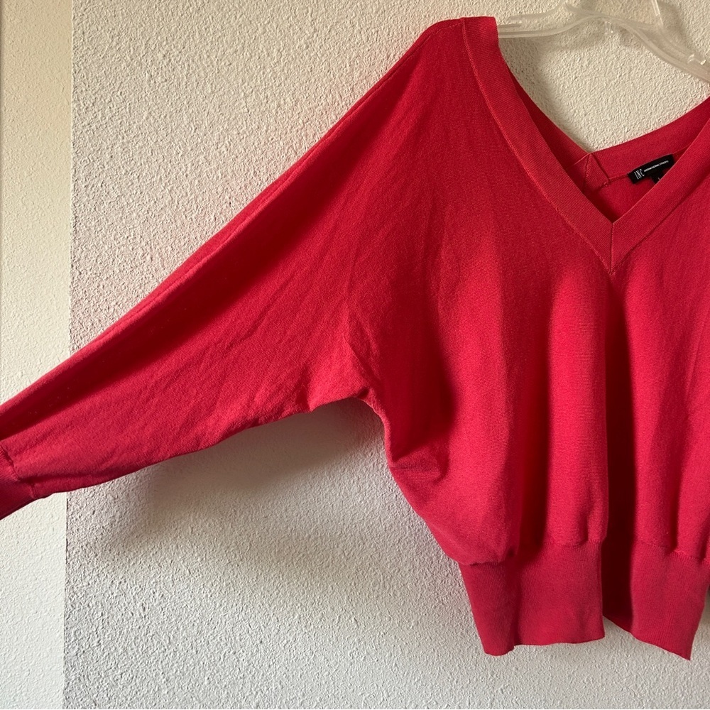INC International Concept Knit Dolman Sleeve Sweater Vneck Women’s Large Coral - Picture 5 of 8
